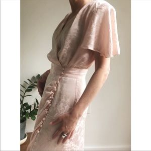 Vintage 90s 100% silk pink dress 40s inspi…